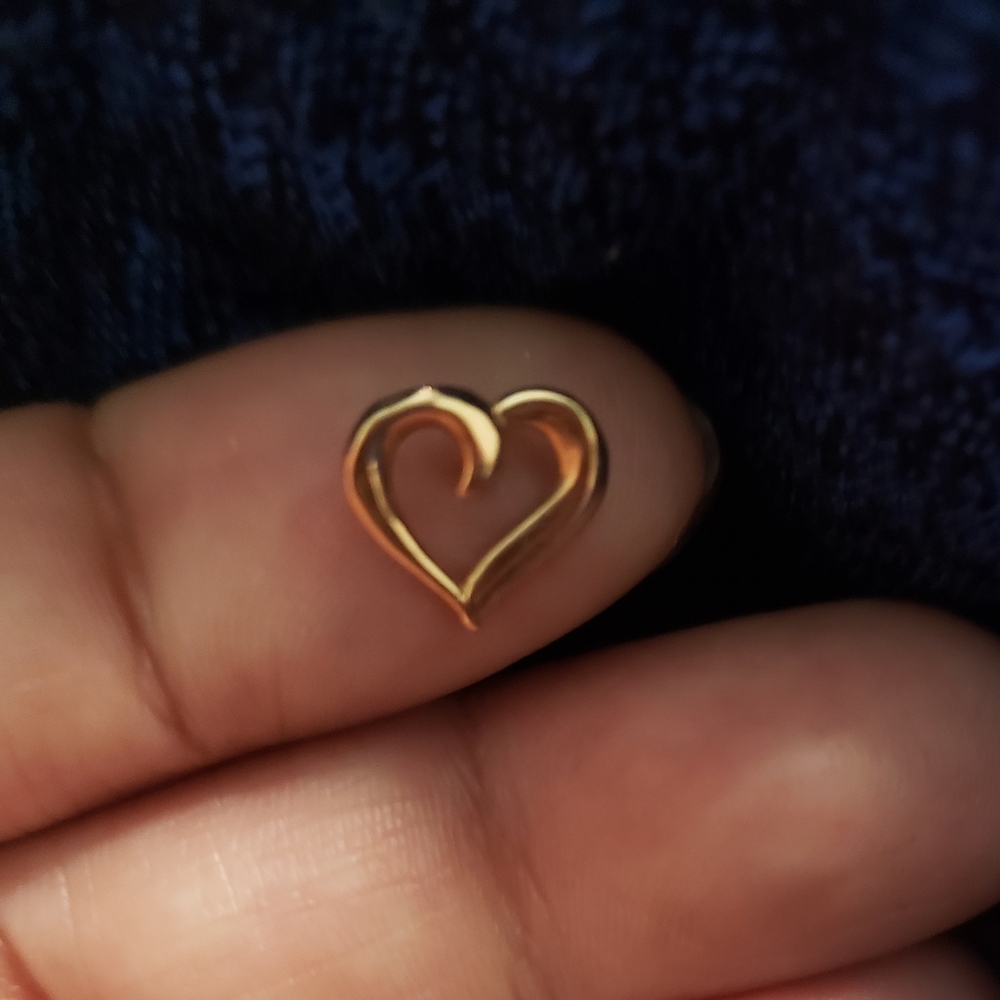 10K solid yellow gold dainty heart slider pendant